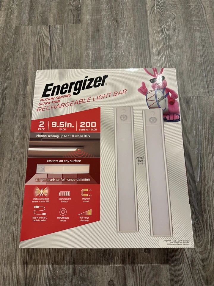 Energizer Rechargeable 200 Lumens Light Bar, Motion-Sensing, Ultra-Thin, 2 Pack - Image 1 of 1