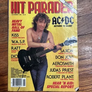 Hit Parader November 1985 AC/DC, Saxon, KISS ,Bon Jovi , Ratt, Dio, WASP- Rare!! - Picture 1 of 4