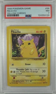 Pokémon 1999 Base Set PIKACHU YELLOW CHEEKS 58/102 PSA 7 NM RARE - Picture 1 of 2