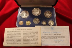 1974 8- JUEGO A PRUEBA DE MONEDAS DE BARBADOS, FRANKLIN ACUÑADO COMO NUEVO, HERMOSO CONJUNTO - Imagen 1 de 5