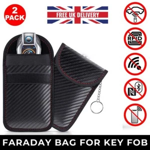 2 x Estuche bloqueador de señal de llave de coche Bolsa de jaula Faraday sin llave Bolsa de bloqueo RFID - Imagen 1 de 11