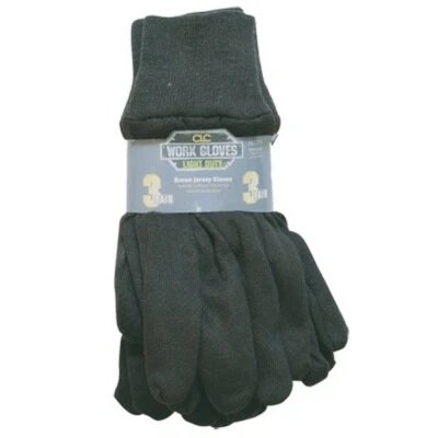CLC PK2008 BROWN JERSEY GLOVES, 3-PACK - Image 1 of 4