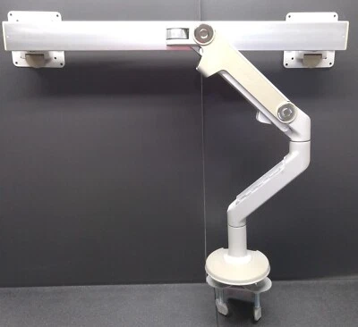 Humanscale M8 monitor duplo 27" barra transversal placas Versa, prata/cinza tem falhas. - Imagem 1 de 4