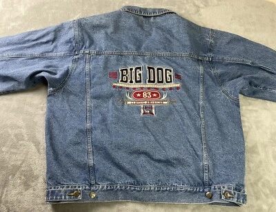 BIG DOGS Embroidered Denim Jean Attitude Biker JACKET 3XL Trucker •mark• - Image 1 of 4