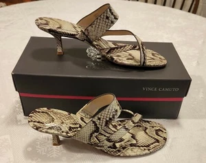 Vince Camuto Moentha Oatmeal Multi Cotia Snake Heel Slide 9M US  40 EU NIB - Picture 1 of 5