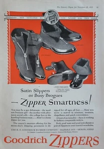 Goodrich Zippers Satin Slippers-Busy Brogues 1925 Fashion-Shoe Ad - Picture 1 of 1