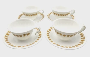 Set Of 4 Vintage Corelle Butterfly Gold Hook Handle Cup And Saucer Sets 1970s - Picture 1 of 4