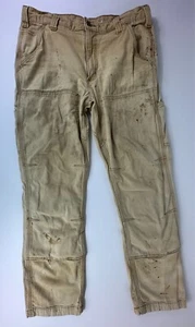 Carhartt Rugged Flex Canvas Double Knee Pants 34X32 Relaxed Fit 102802-918 Tan - Picture 1 of 1