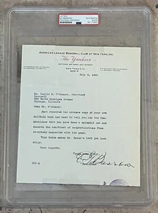 Rare! Ed Barrow Signed Letter *Yankees Letterhead* PSA Giant Slabbed HOF - Picture 1 of 1