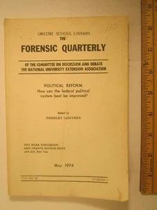 Paperback THE FORENSIC QUARTERLY Political Reform Part 2 May 1974 [Z96d] - Picture 1 of 4