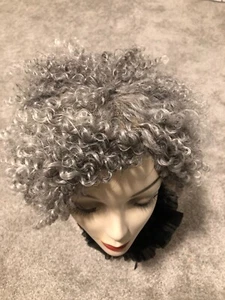 12 inches Short Curly Gray Wig - Afro Style Synthetic Lace Front Hair Full Cap - Picture 1 of 3