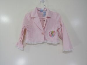 Disney Blazer Size 3T Girls Pink White Striped 1 Front Button Long Sleeve 