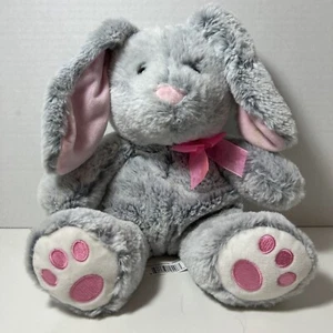 Hug Fun Gray Floppy Eared Bunny With Pink Bow Easter Bunny Gift. - Picture 1 of 9