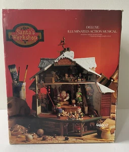 Vintage 1991 Enesco Santa's Workshop - Animated, Lights, Music, Amazing!  WORKS. - Picture 1 of 12