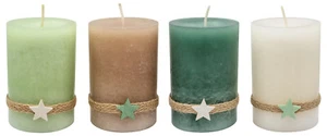 4 Adventskerzen Stumpenkerzen Holz Stern Mint Taupe Beige Weihnachten Advent - Bild 1 von 1