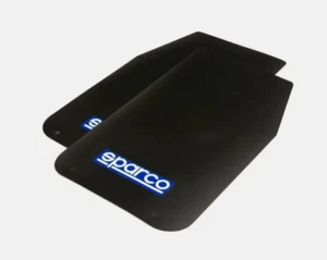Sparco Mudflaps Black x4 Logo Rally Car Exterior - Universal Fit - Picture 1 of 3