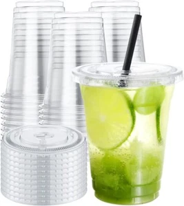 100 Set Clear Plastic Cups with lids - Picture 1 of 23