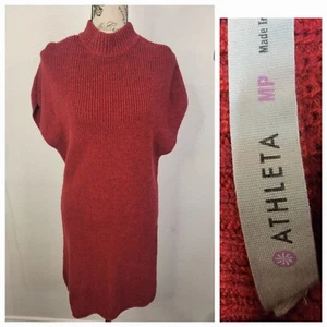 Vestido Suéter Athleta Madera de Pino Talla MP Cuello Simulado 100% Merino Borgoña Tejido - Imagen 1 de 12