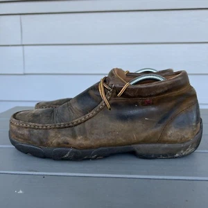Twisted X Men’s Size 9W Wide Brown Bomber Driving Moc Steel Toe Shoes MDMST01 - Picture 1 of 9