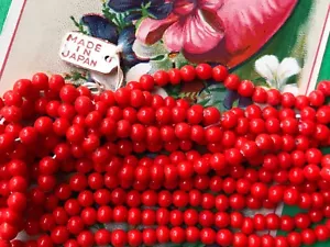 Vintage Kirschmarke, Miriam Haskell Glasperlen 4 mm, Japan blickdicht rot #B17 - Bild 1 von 8