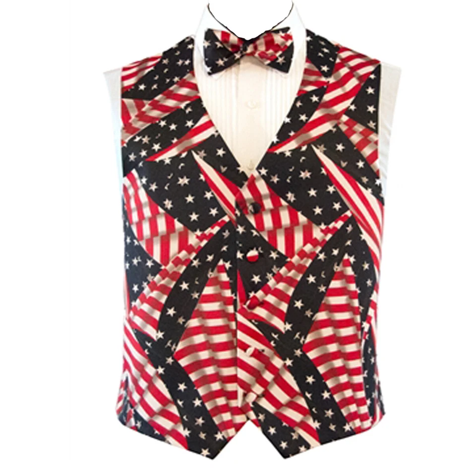 Men's Historical American Flags Vest and Bow Tie  - Image 1 of 1