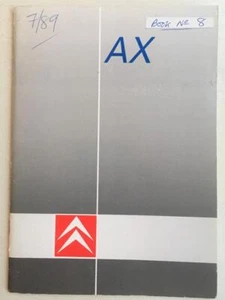Citroën AX Car Owners Manual Handbook 1989 #070-GB-7-89-3&5D - Picture 1 of 4