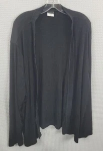 Citiknits Black Slinky Knit Open Front Cardigan Tunic Length Size 3X - Picture 1 of 6