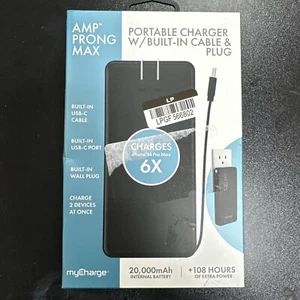 myCharge Amp Prong Max 20000mAh/12W Output Power Bank with Integrated Charging C - Picture 1 of 3