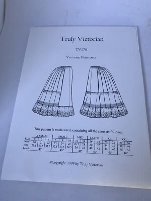 Petticoats TRULY VICTORIAN pattern TV170 Uncut Sz 20 to 40 Waist - Image 1 of 4