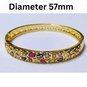 18K 22K 23K 24K THAI BAHT YELLOW GOLD WOMEN 57MM Bracelet - Picture 1 of 3