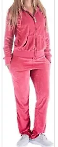 Women 2 Piece Set Matching Top & Bottom Hooded Track Suit Color Coral SizeM - Picture 1 of 1