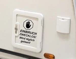 Aufkleber für den Wohnwagen oder das Wohnmobil lustig Folie Einbruch zwecklos - Bild 1 von 2