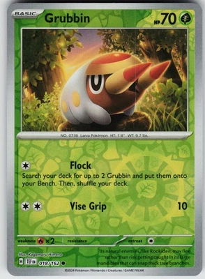 Pokemon Grubbin 018/162 SV05: Temporal Forces NM Reverse Holo card - Image 1 of 2