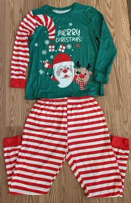 БОЛЬШОЙ рождественский пижамный набор с Санта и Рудольф унисекс веселый праздник брюки и рубашка - Изображение 1 из 4
