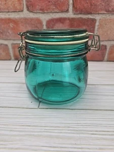Vintage Teal Bail Lid Glass Jar  - Imagen 1 de 10