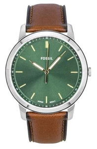 Fossil Analog Minimalist Leather Strap Green Dial Quartz FS6094 Men's Watch - Imagen 1 de 4