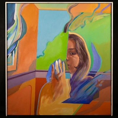 Acrílico sobre lienzo surrealismo vintage "Homenaje a Chirico I" de N.J. Sawatsky Foto 1 de 4