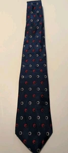 Chaps Ralph Lauren Tie 100% Silk Necktie Mens Navy Blue Red - Picture 1 of 3