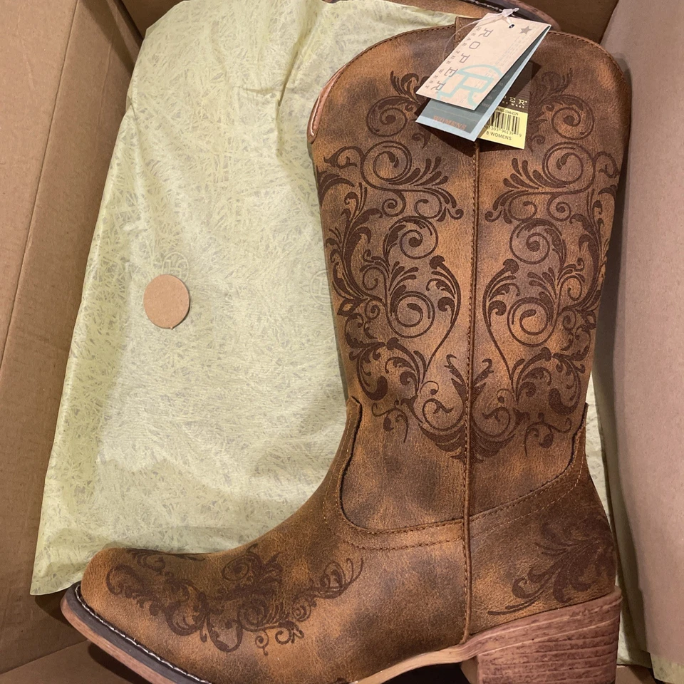 Roper Tall Stuff Snip Toe Cowboy Womens Brown Casual Boots 09-021-1566-2179