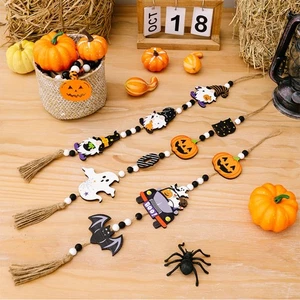 Witches Wood Halloween Beads Pendant Halloween Hanging Ornament Theme Park - Picture 1 of 12