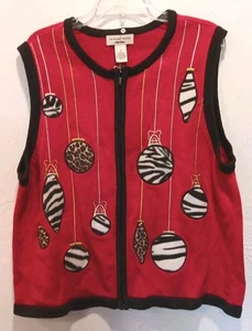 Vtg Ugly Christmas Sweater Vest Womens XL  Bechamel - Picture 1 of 10