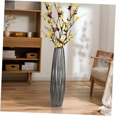 Jarrón de piso alto de cerámica plateada, flor grande moderna forma de 17,7 pulgadas 1 plateado Foto 1 de 4