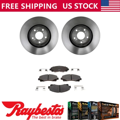 Rotores de freno delanteros + pastillas de freno de cerámica y herrajes para Acura TL 2009-2014 Foto 1 de 4