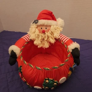 Stoff Weihnachtsmann Bonboniere Behälter rot verziert Knöpfe bezaubernd! - Bild 1 von 10