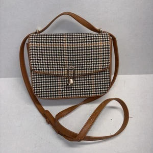 A New Day Houndstooth Plaid Tan Crossbody Purse. Great shape. - Picture 1 of 9