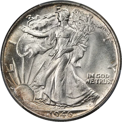 1946-P Walking Liberty Half PCGS Unc Details Superb Eye Appeal Strong Strike - Image 1 of 4
