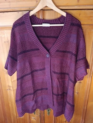 Schicke Damen Strickjacke Halbarm Dunkelrot Gestreift Canda Gr 50 - Bild 1 von 4