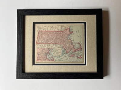 1904 MASSACHUSETTS State Map fm 1908 Rand McNally Dollar Atlas SEE DESCRIP - Image 1 of 2