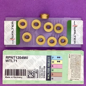 9pc  WALTER   RPNT 1204M0 Carbide Milling Inserts: Grade WTL71🎯Machinist - Picture 1 of 1