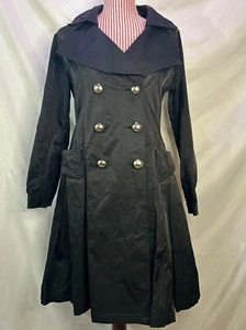 Vintage Vertigo Paris Black Double Breasted Tailored Raincoat Peacoat, Size S - Picture 1 of 12